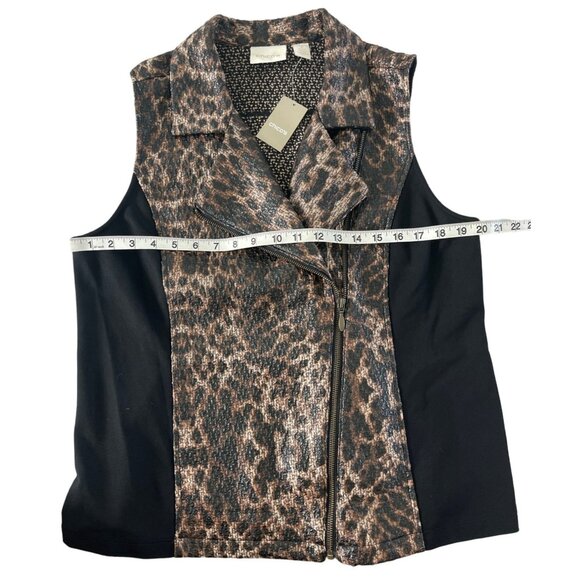 Chico's Animal Print Mixed Tweed Vest‎ Jacket Black Size 2 Large NWT $109 - Picture 6 of 13